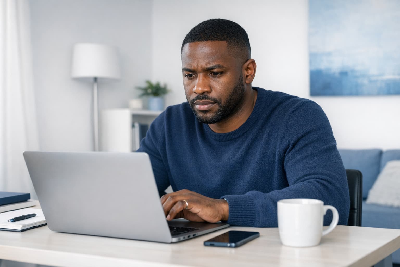 Founder working at desk focused on building AllVia-Ai