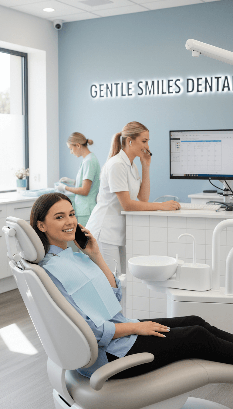 Patient calling dental office to book appointment
