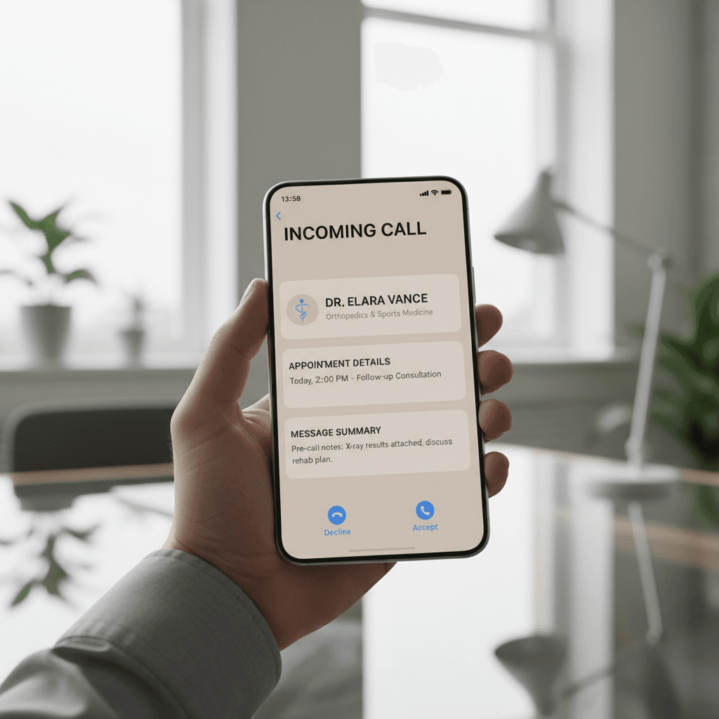 AI receptionist call interface on smartphone screen