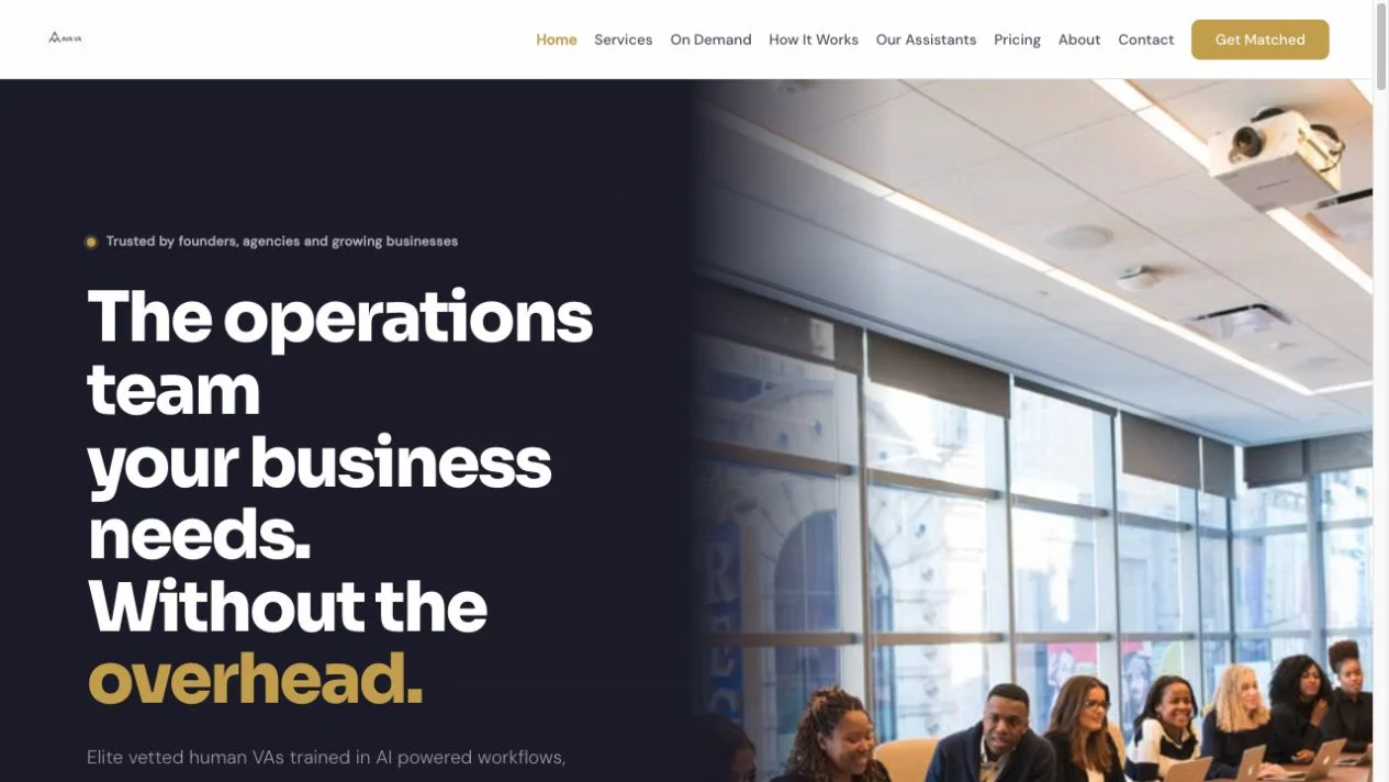 Apex Virtual Assistants website homepage