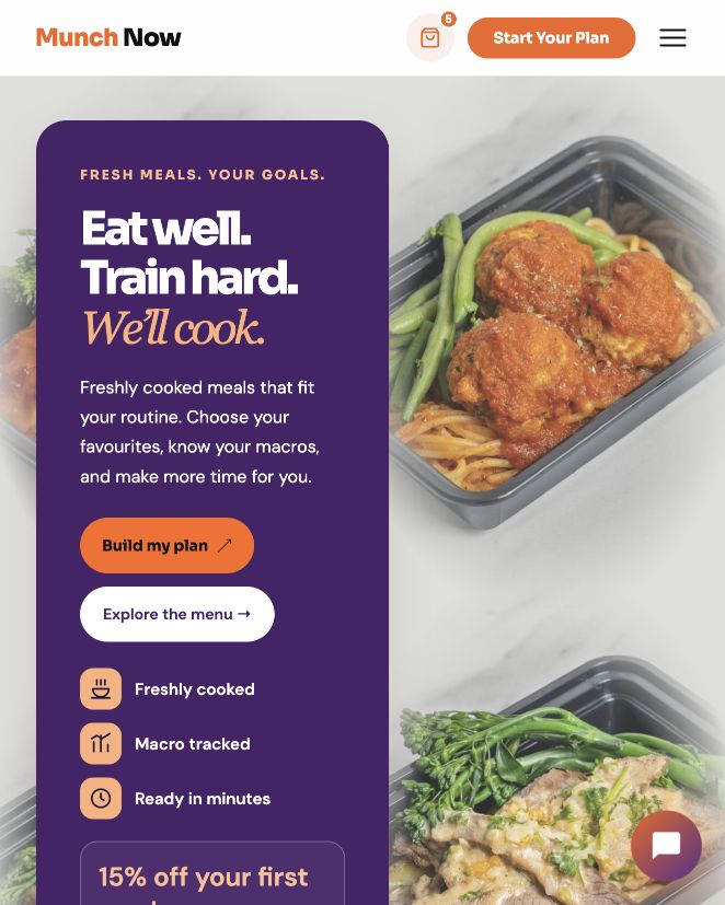 Munch Now weekly meal subscription website homepage