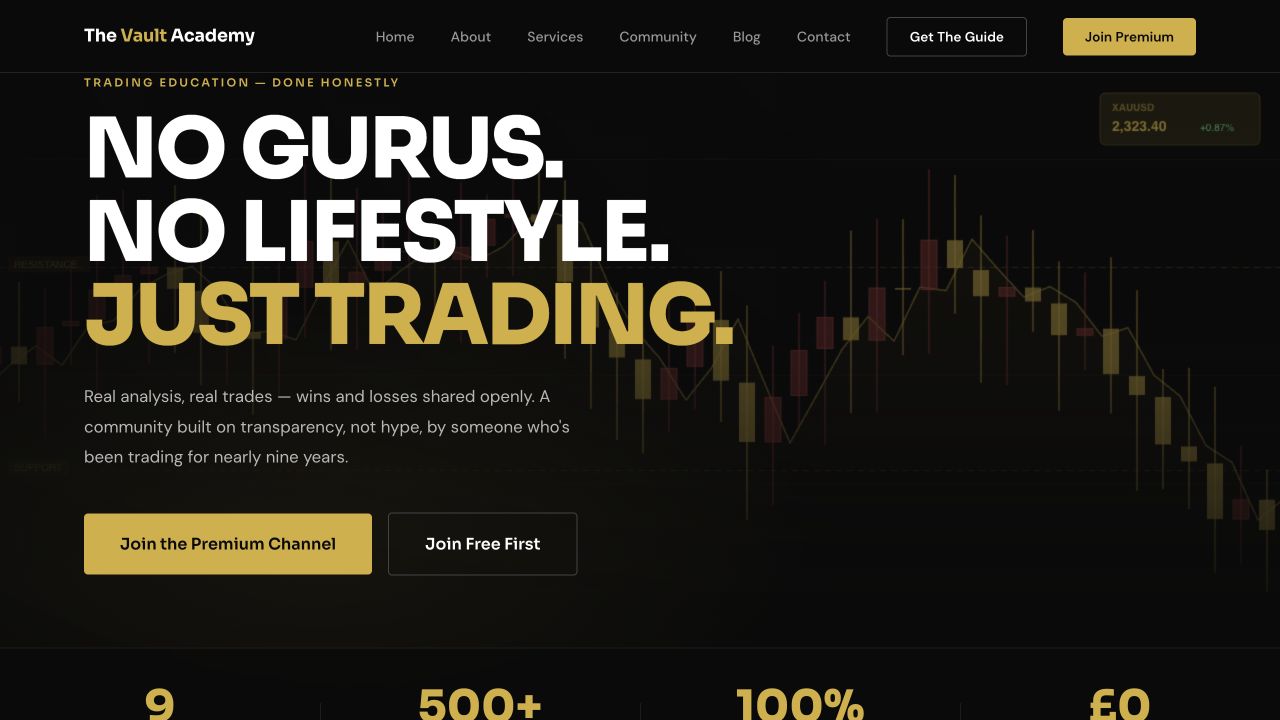 The Vault Academy website homepage